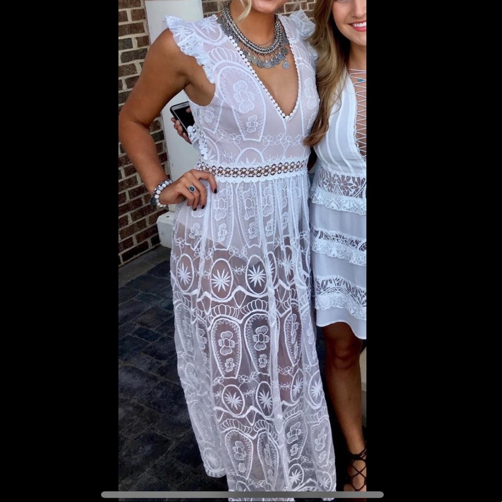 Mura Boutique White Lace maxi dress with bodysuit